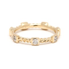 David Yurman Diamond Cable Band Ring, 18k Yellow Gold, Ring Size 5