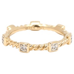 David Yurman Diamond Cable Band Ring, 18k Yellow Gold, Ring Size 5