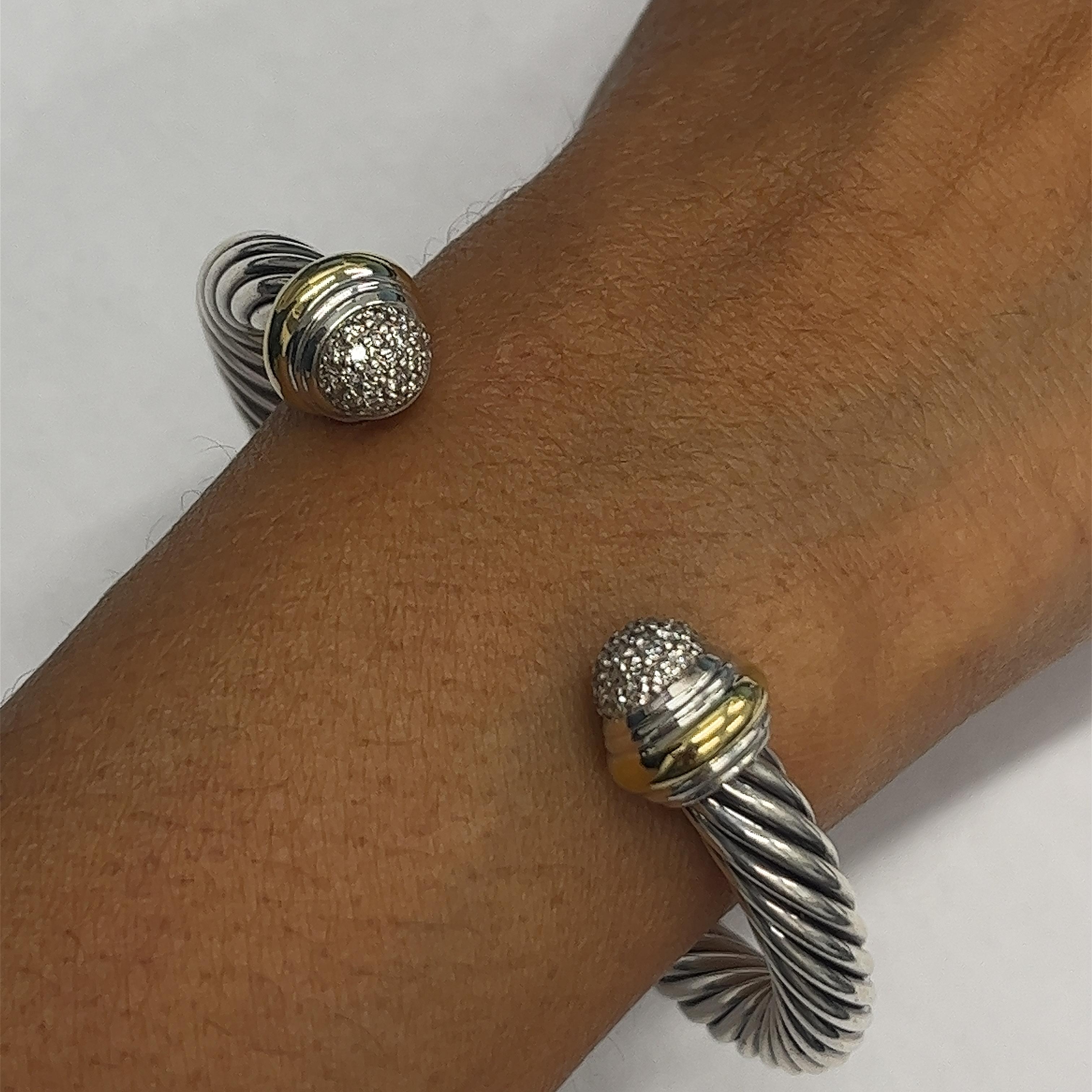 Bracelet en câble avec diamants David Yurman Pour femmes en vente