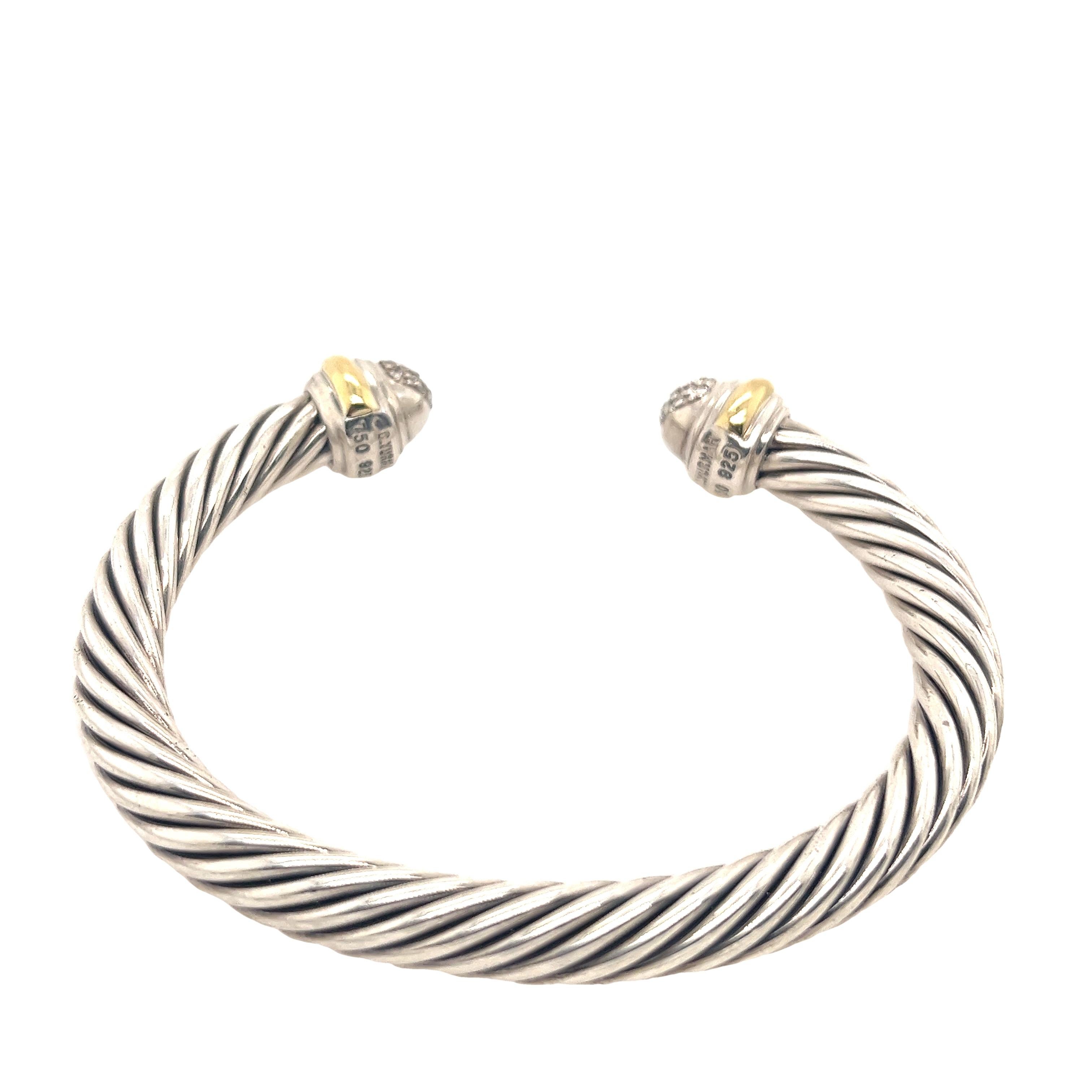 Bracelet en câble avec diamants David Yurman en vente 3