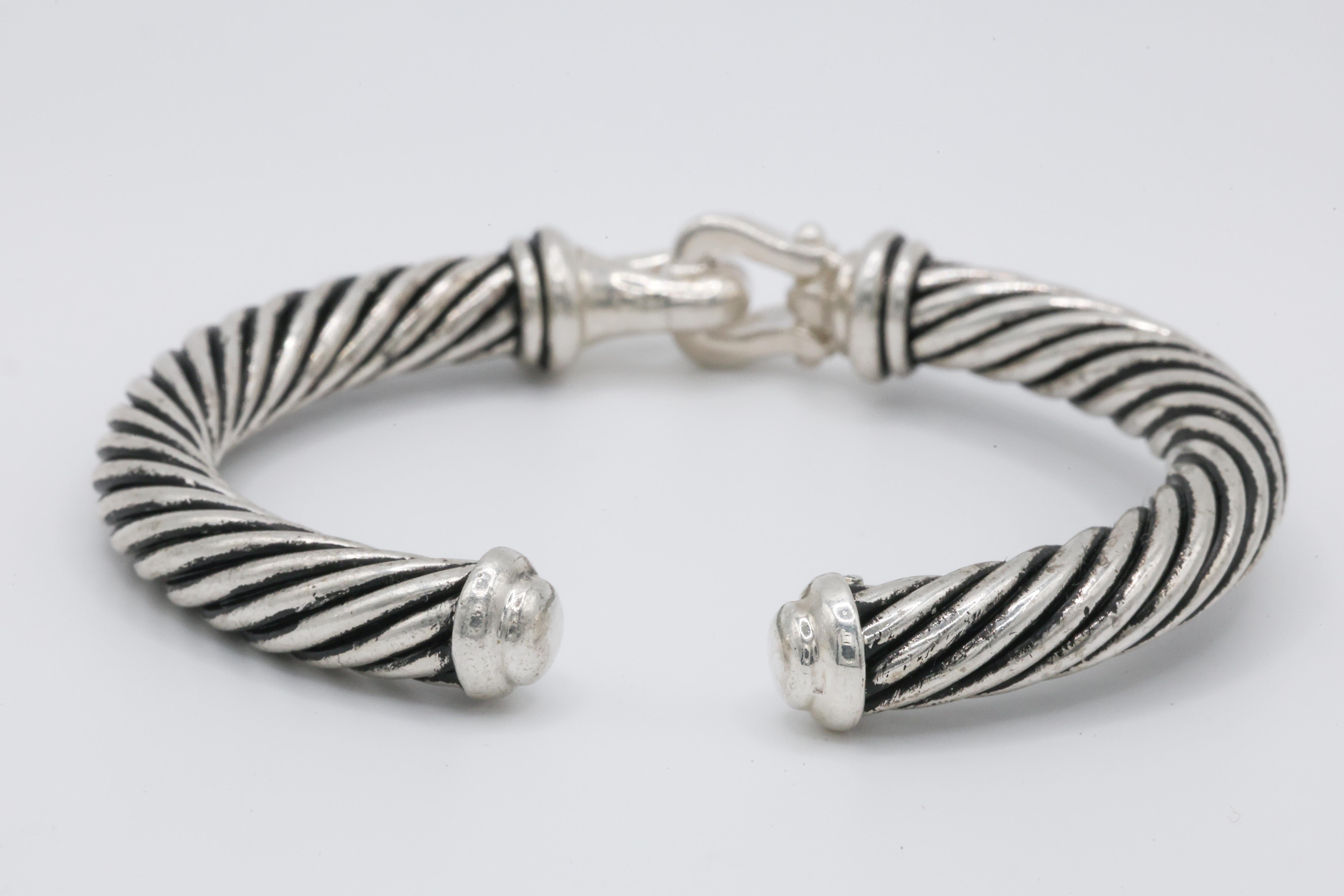 David Yurman Diamond Cable Buckle Cuff In Excellent Condition In Los Angeles, CA