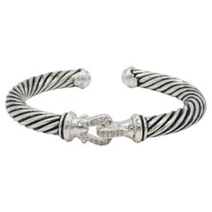 David Yurman Diamond Cable Buckle Cuff
