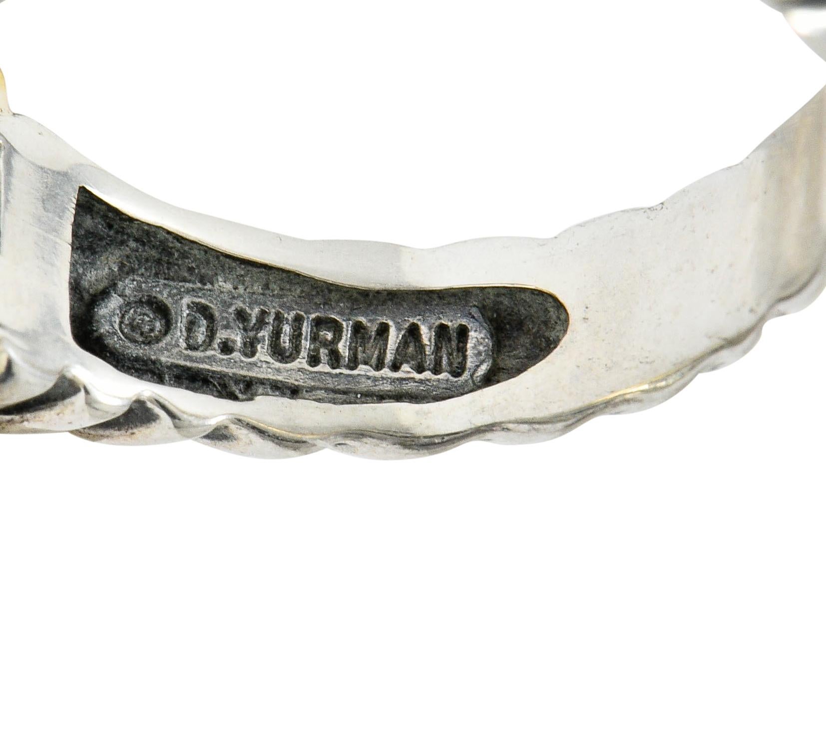 David Yurman Diamond Chrysoprase 18 Karat Gold Silver Capri Ring 2