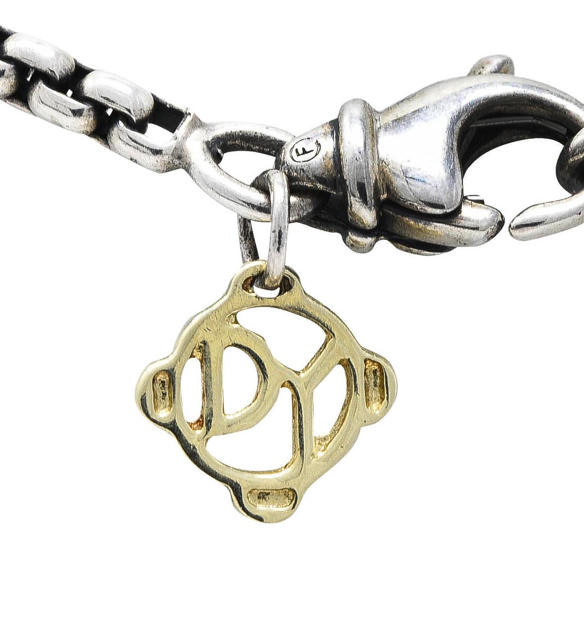 David Yurman Diamond Chrysoprase 18 Karat Gold Silver Enhancer Pendant Necklace 1