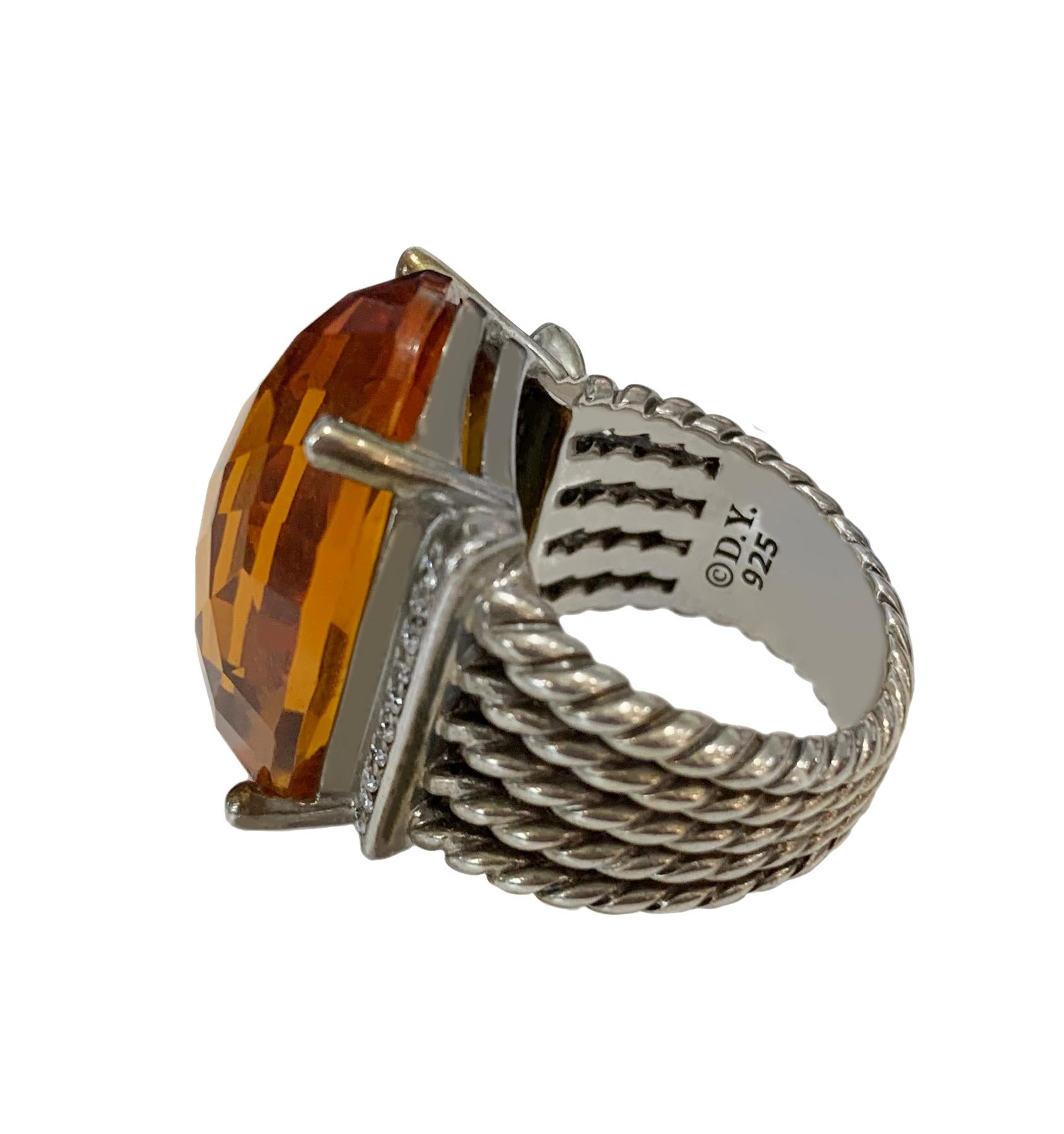 Sterling silver
Ring size: 6.5
Citrine dimension: 15x26mm
Comes with David Yurman pouch
Retail: $1850
