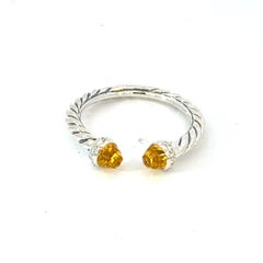 David Yurman Diamond Citrine Ring Size 7.5 Sterling Silver Estate