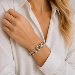 Pulsera de eslabones de plata de ley con cierre de diamantes de David Yurman, 7 pulgadas