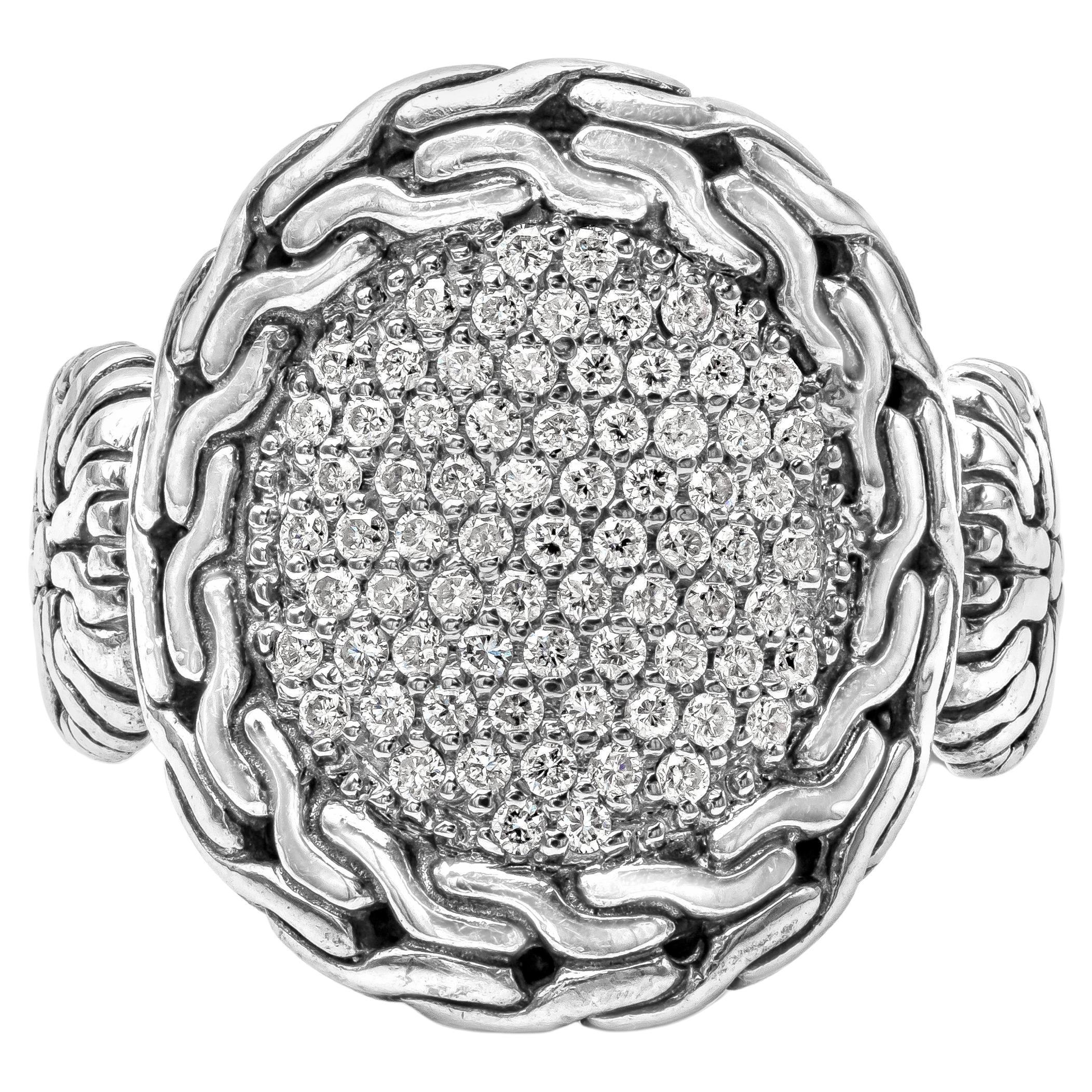 David Yurman 0.37 Carats Total Brilliant Round Cut Diamond Cocktail Fashion Ring For Sale