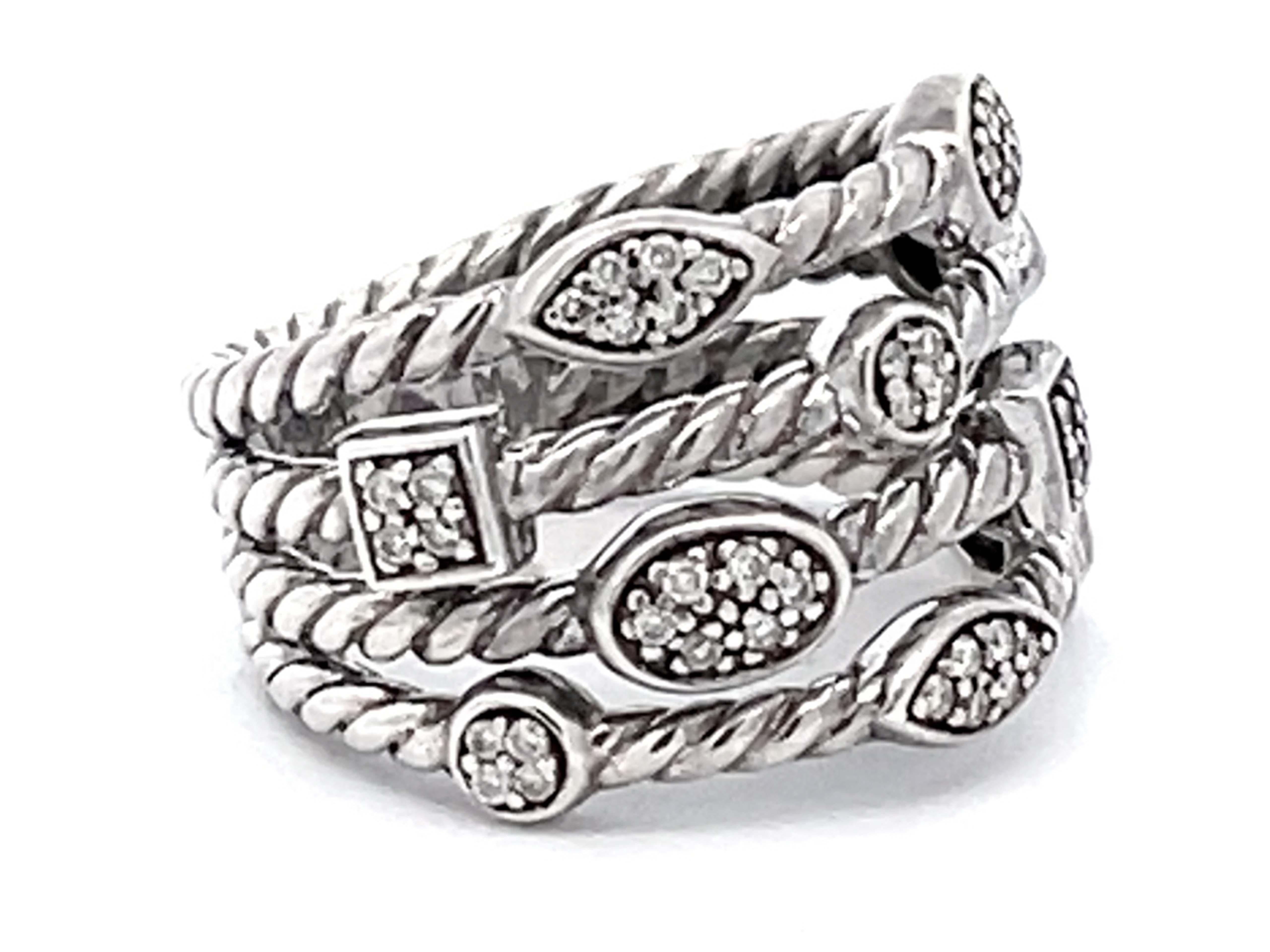 David Yurman Diamant Konfetti-Ring aus Sterlingsilber mit vier Reihen (Moderne)