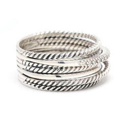 David Yurman Diamond Crossover Band Ring, Sterling Silver, Ring Size 9.5