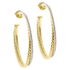 David Yurman Diamond Crossover Collection XL Hoop Earrings