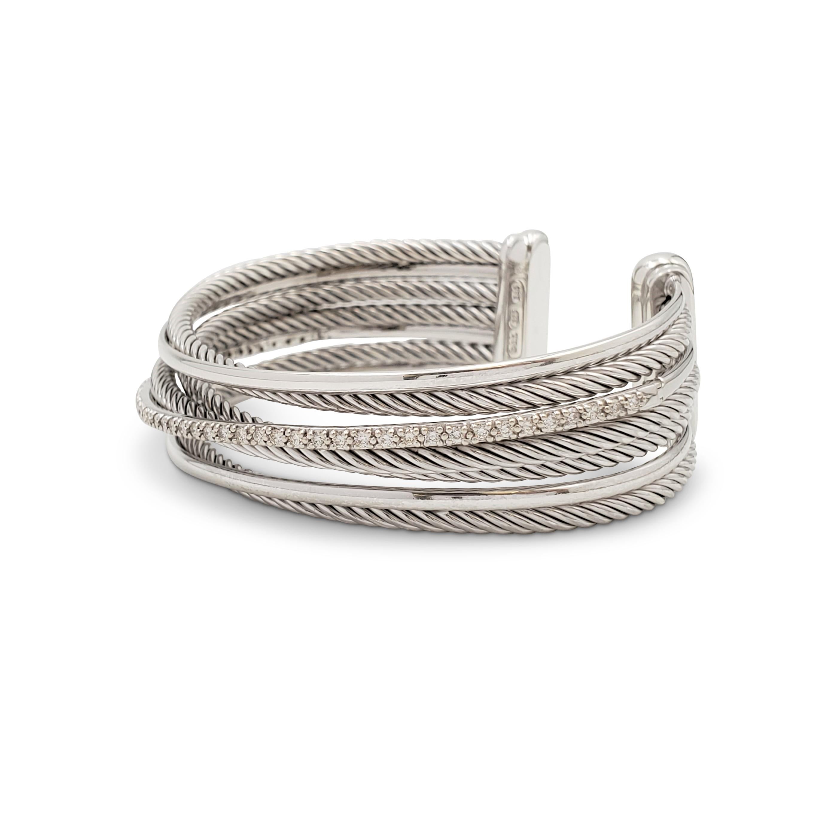 David Yurman Diamant 'Crossover' Vierreihiges Manschettenarmband (Rundschliff)