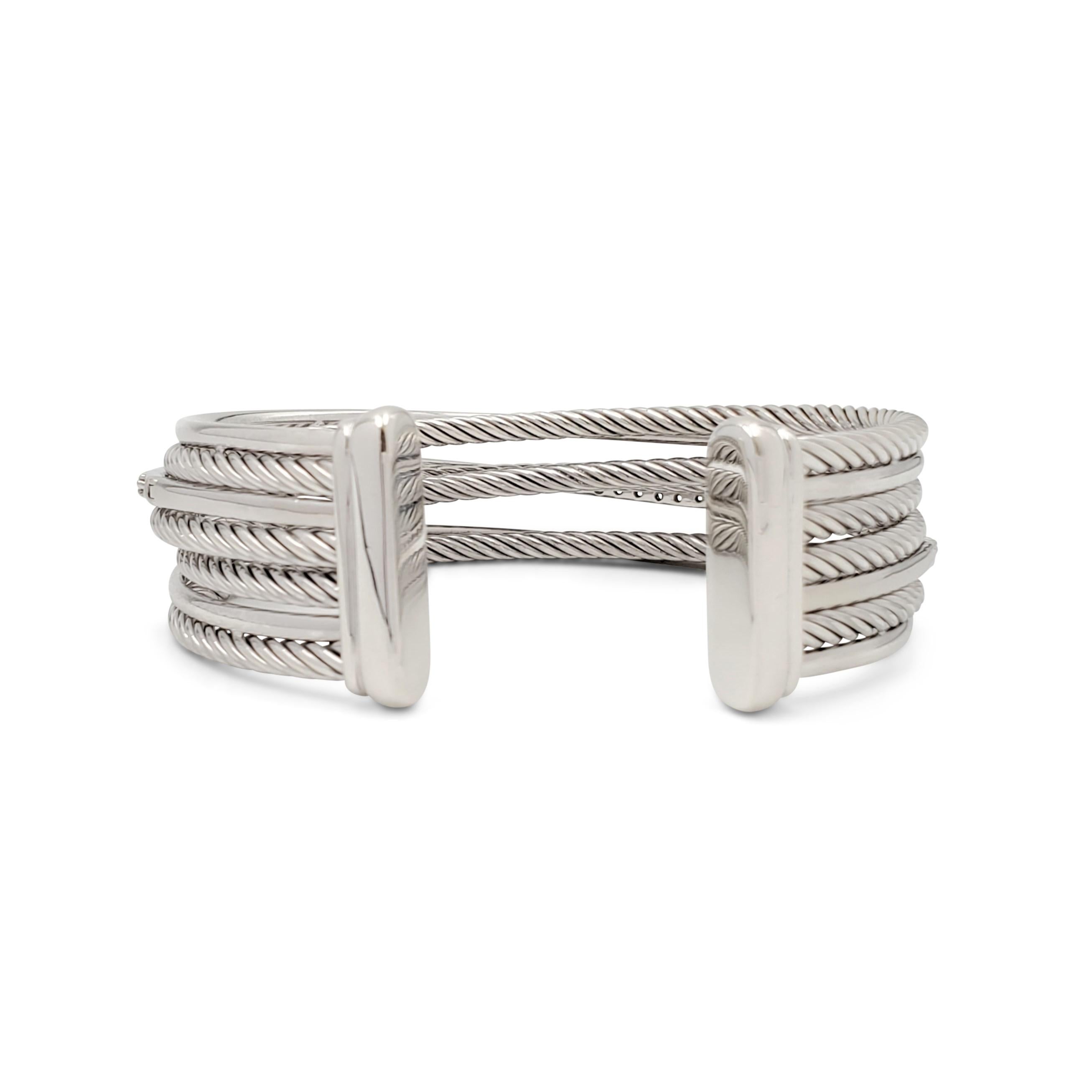 David Yurman Diamant 'Crossover' Vierreihiges Manschettenarmband im Zustand „Hervorragend“ in New York, NY