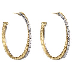 David Yurman, créoles croisées en or jaune 18 carats, signées