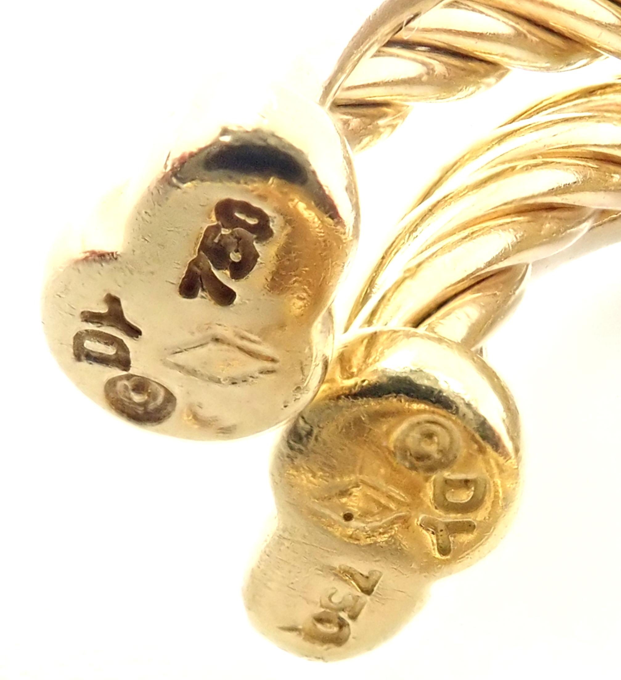 David Yurman Diamond Crossover Medium Size Yellow Gold Hoop Earrings 2