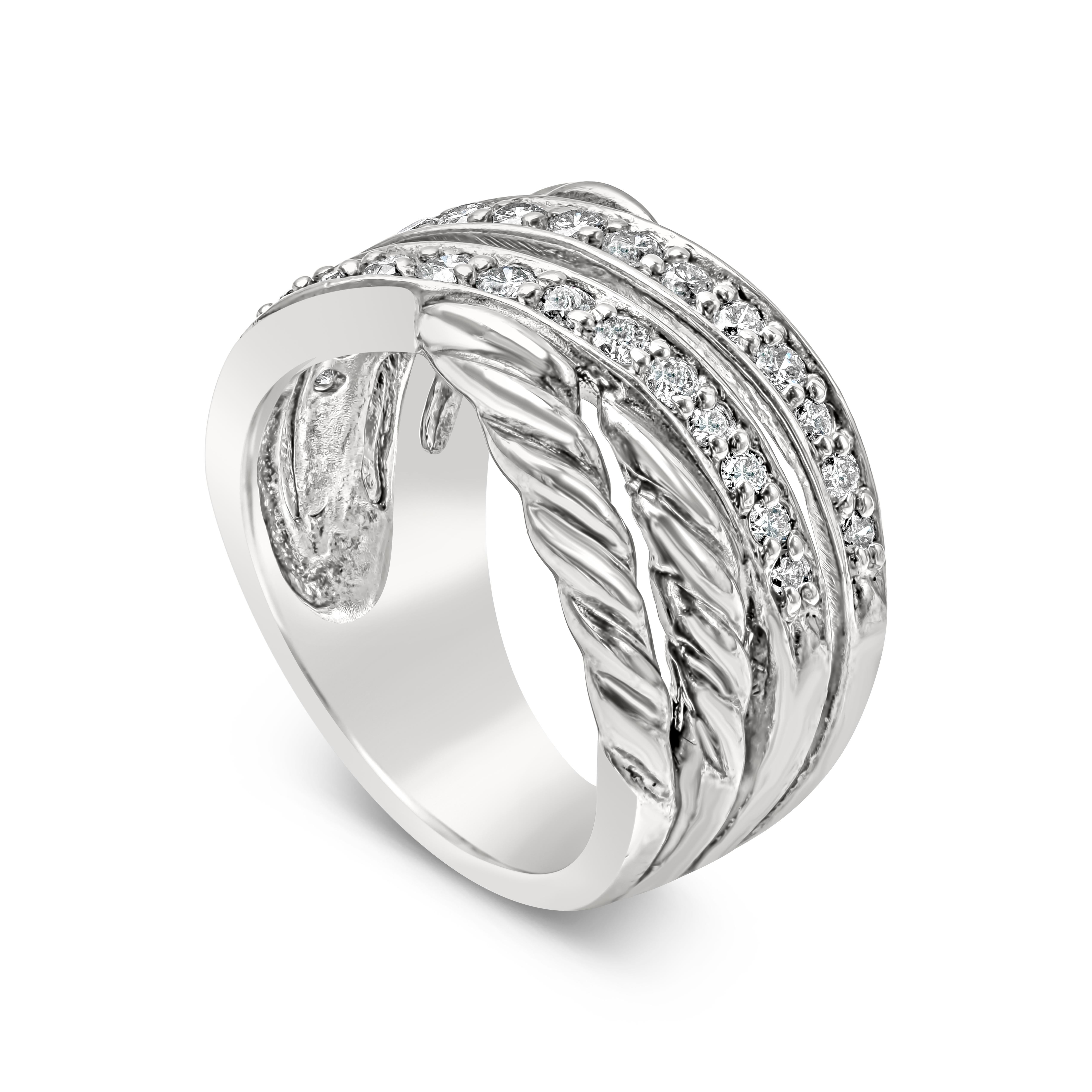 David Yurman 0,50 Karat Total Runde Diamant Crossover Ring in Sterling Silber (Rundschliff) im Angebot