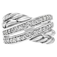 David Yurman Diamond Crossover Ring in Sterling Silver
