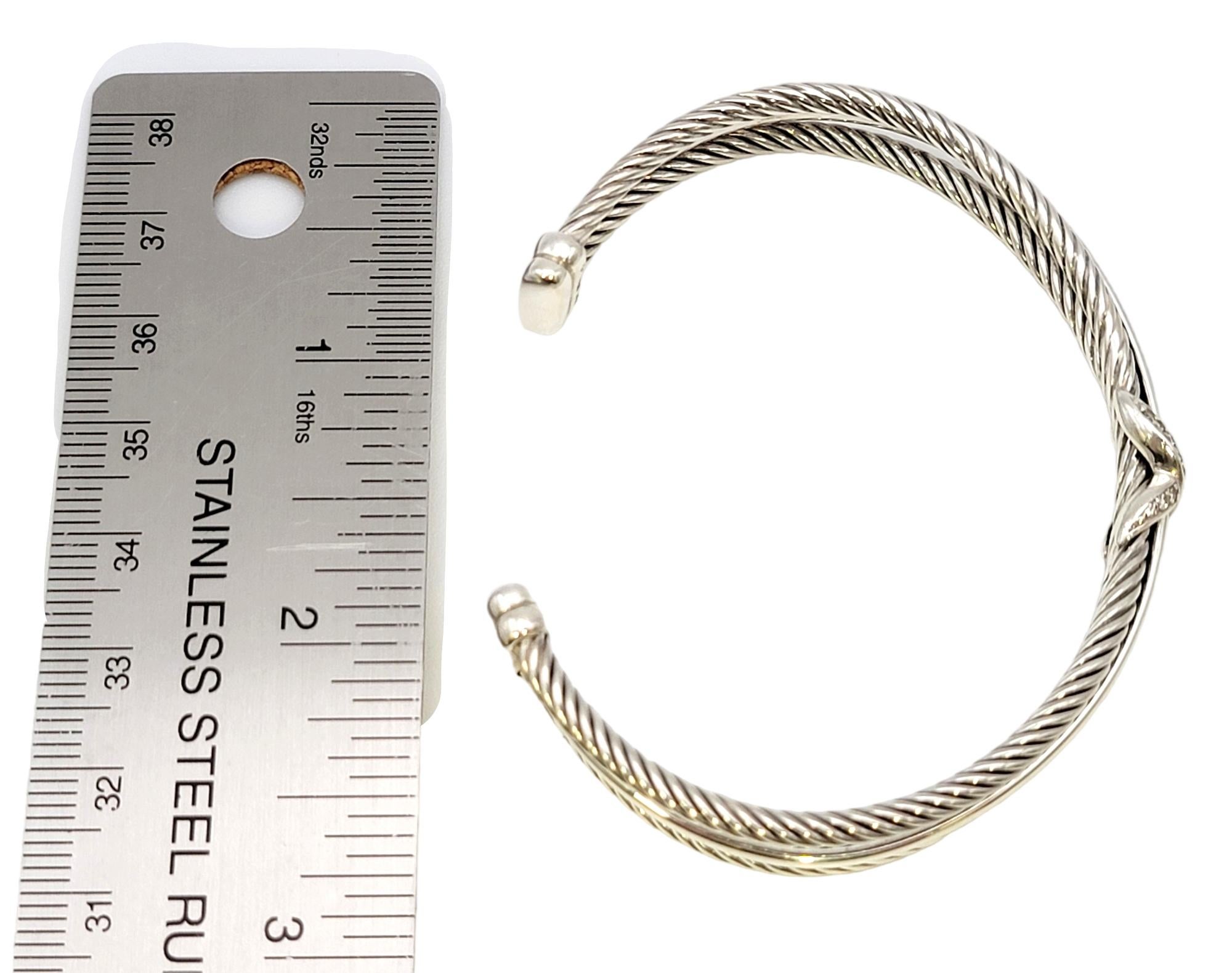 David Yurman Diamond Crossover 'X' Cable Cuff Bracelet in Sterling Silver 5