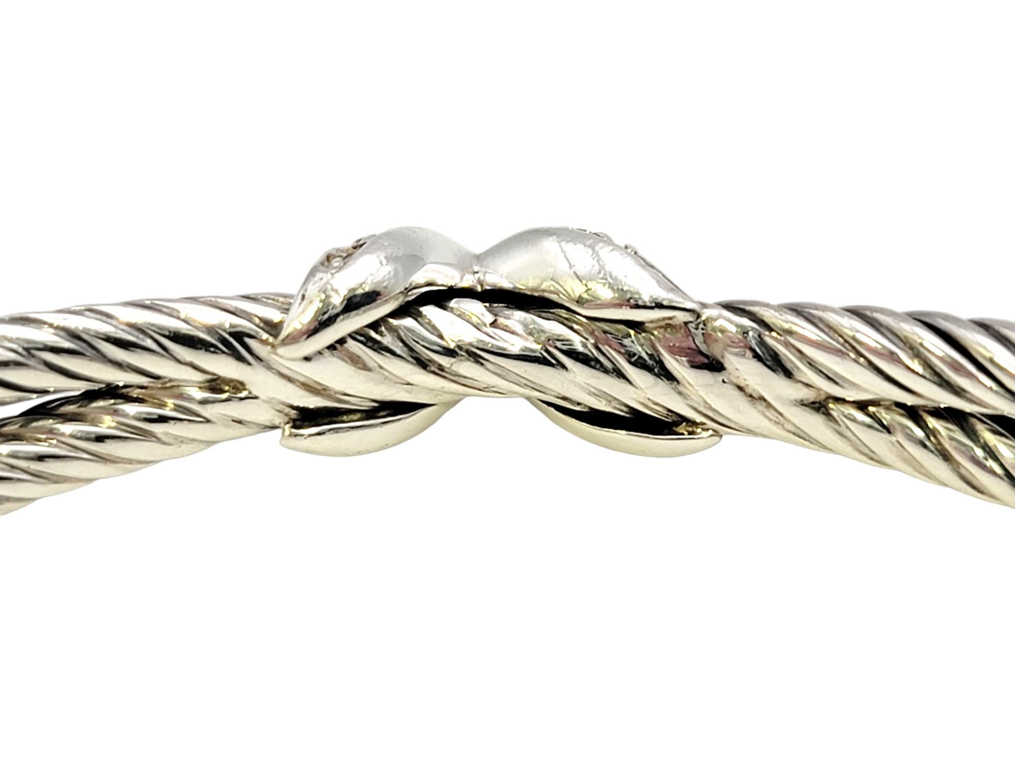 David Yurman Diamond Crossover 'X' Cable Cuff Bracelet in Sterling Silver 1