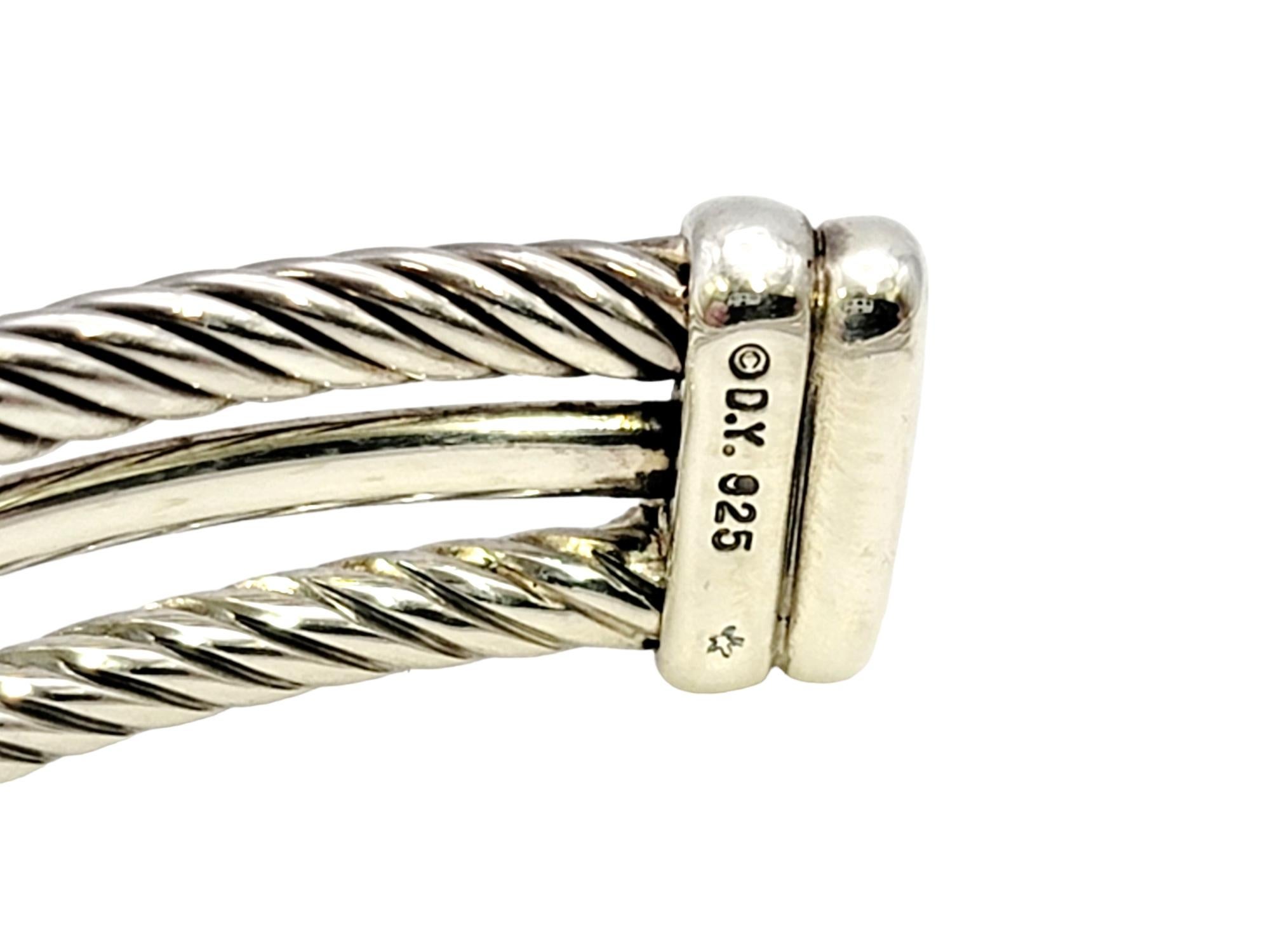 David Yurman Diamond Crossover 'X' Cable Cuff Bracelet in Sterling Silver 2