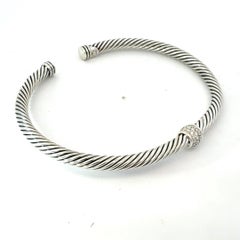 David Yurman Bracciale con diamanti Taglia L Argento 4 mm Estate