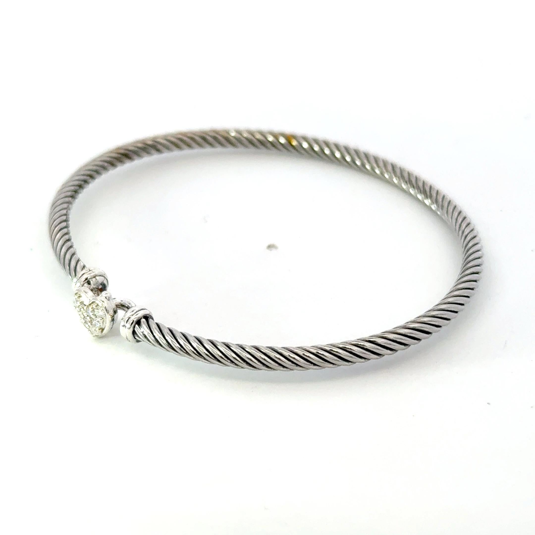 Authentic David Yurman Diamond Cuff Bracelet Size M 7.5