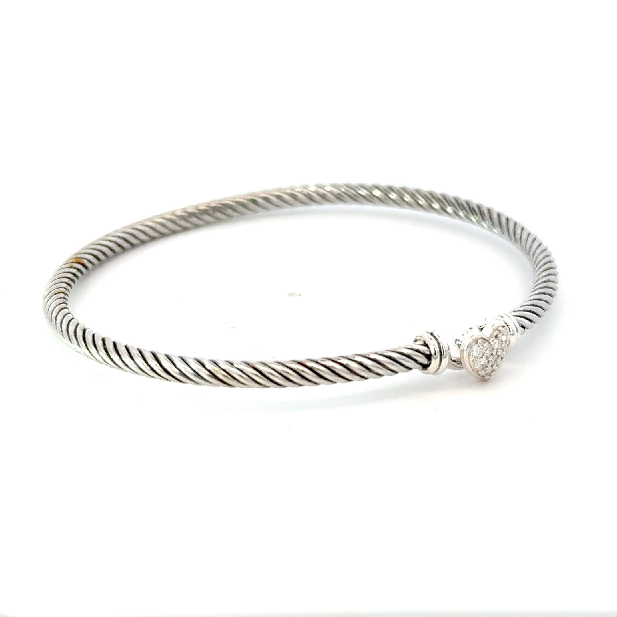 Taglio misto David Yurman Diamond Cuff Bracelet Size M 7.5