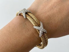 David Yurman Diamond Double Cable "X" Manschettenarmband