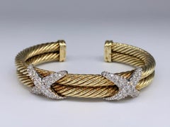 David Yurman Diamond Double Cable “X” Cuff Bracelet