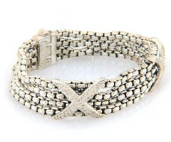 David Yurman Diamond Double X Station Bracelet in Sterling Silver