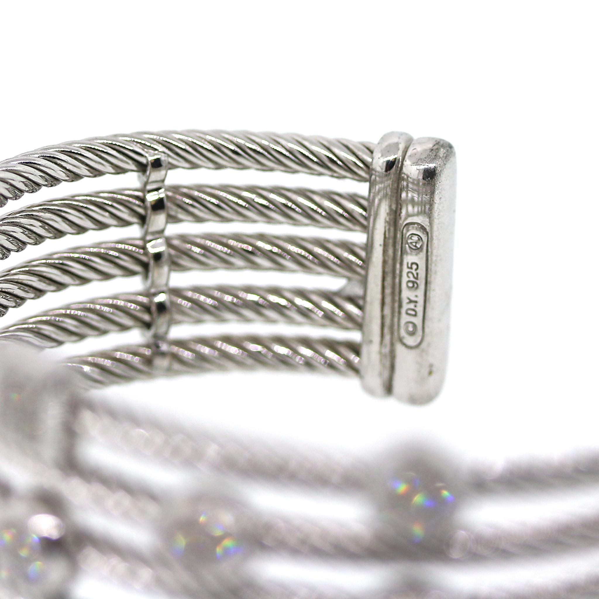  David Yurman Diamond Five Row Confetti Bracelet in Sterling Silver For Sale 2