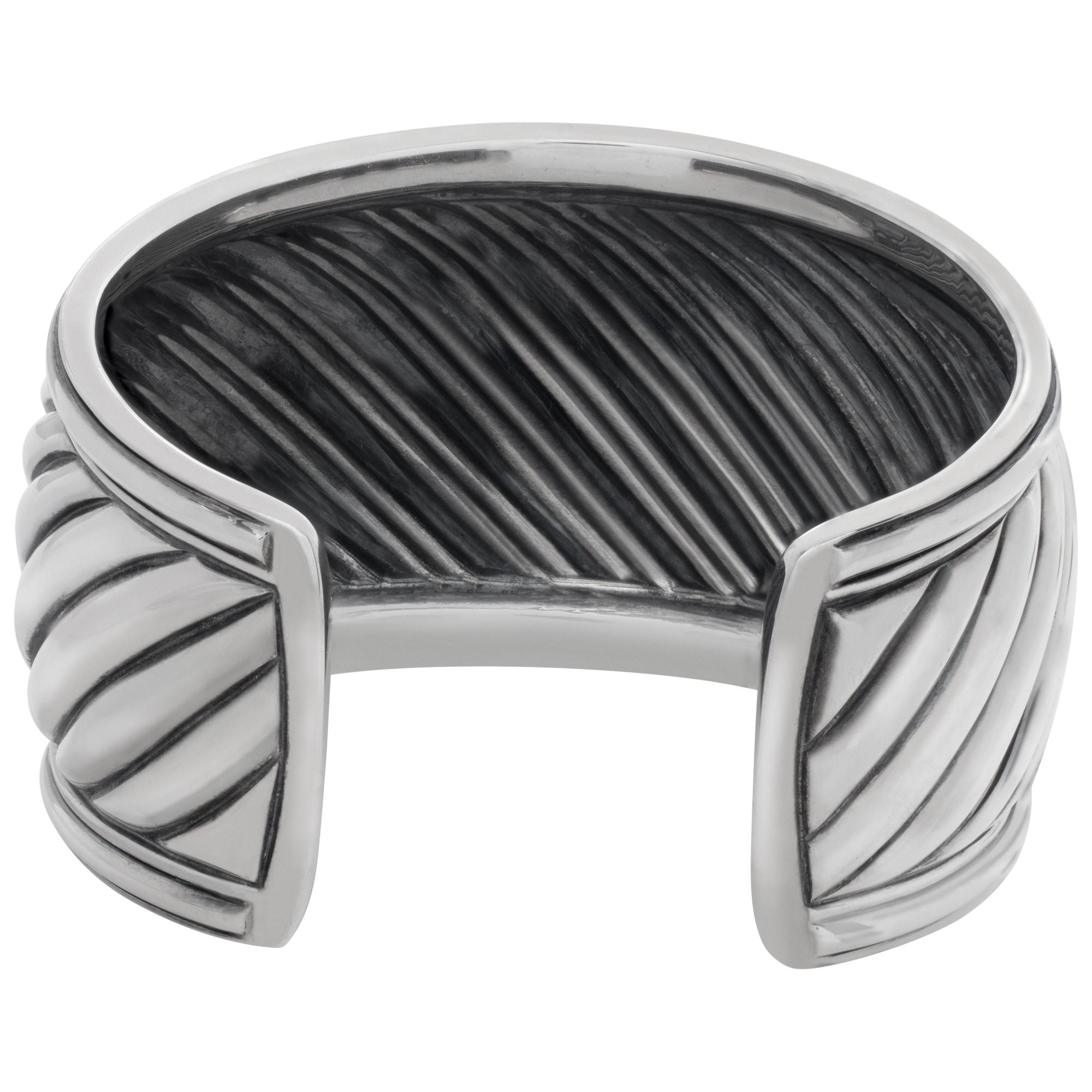 David Yurman Diamant geriffeltes, breites Sterlingsilber-Manschettenarmband Damen