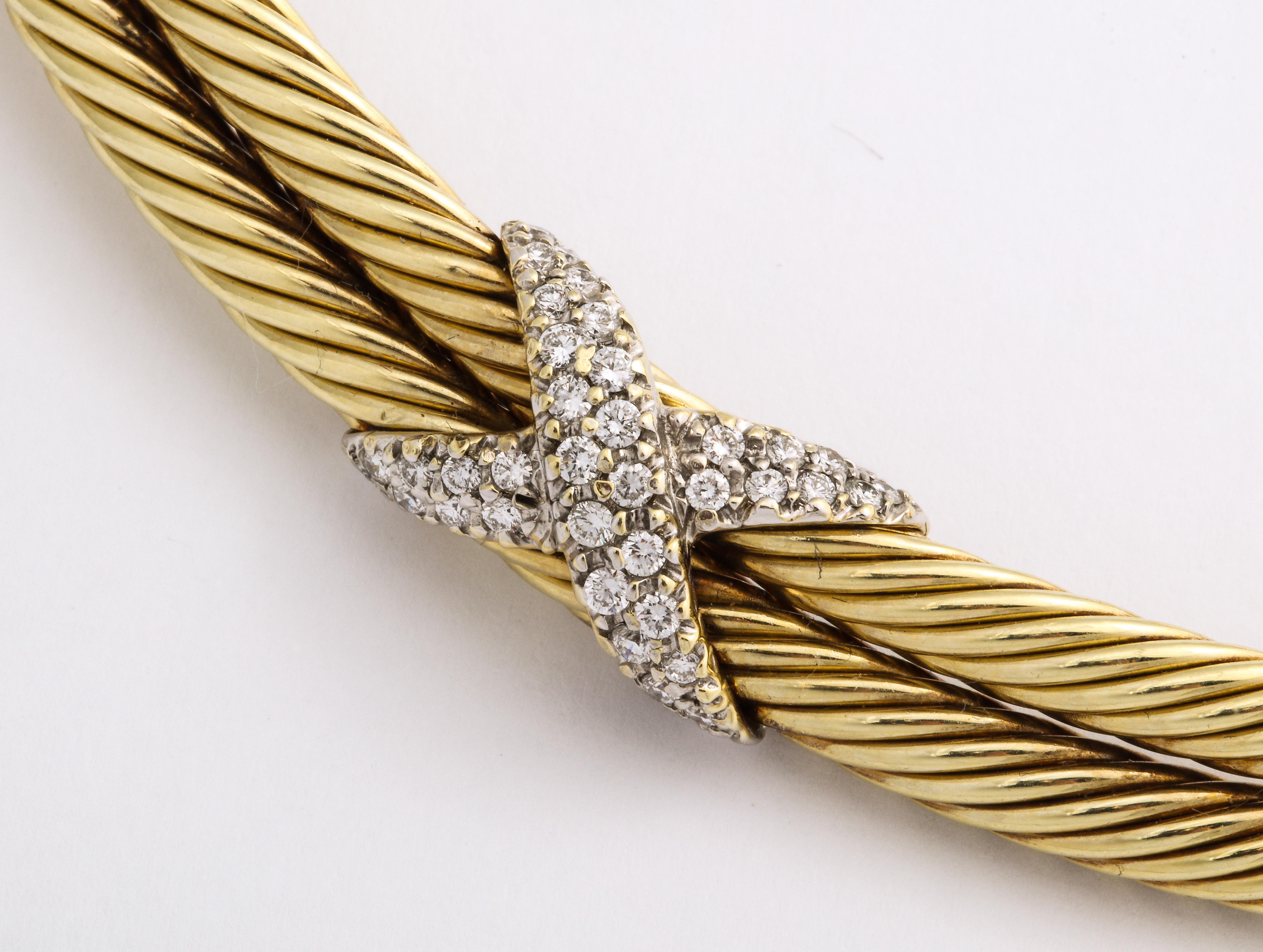 Women's David Yurman Diamond Gold Rigid Collar Necklace