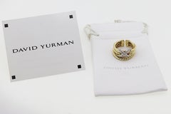 David Yurman Diamond Gold “X” Cross Over Band Ring