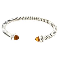 David Yurman Bracciale con Diamante Madeira e Citrino Misura M 5 mm Argento Estate