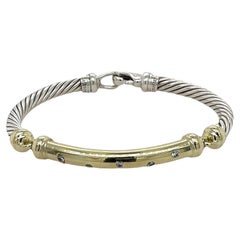 David Yurman Diamond Metro Cable Bracelet 14 Karat Yellow Gold Sterling Silver