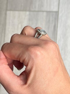 David Yurman Diamond Mother of Pearl Silver Cable Ring