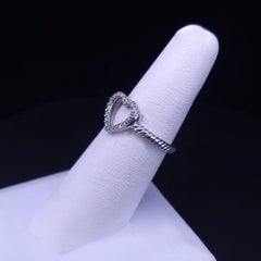 David Yurman Diamond Open Heart Ring, Pave Diamond Cable Ring, Sterling Silver