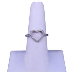David Yurman Diamond Open Heart Ring, Pave Diamond Cable Ring, Sterling Silver