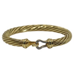 David Yurman Diamond Pave 18k Gold Cable Bangle