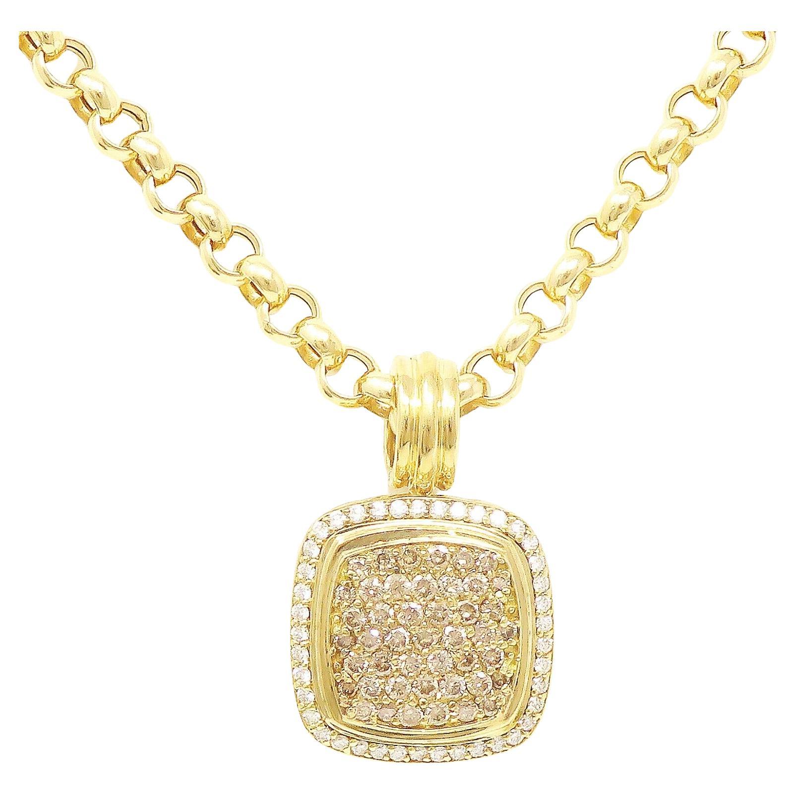 Contemporary David Yurman Diamond Pave Necklace 18k Yellow For Sale
