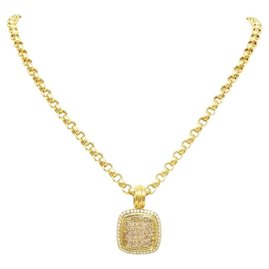 David Yurman Diamond Pave Necklace 18k Yellow