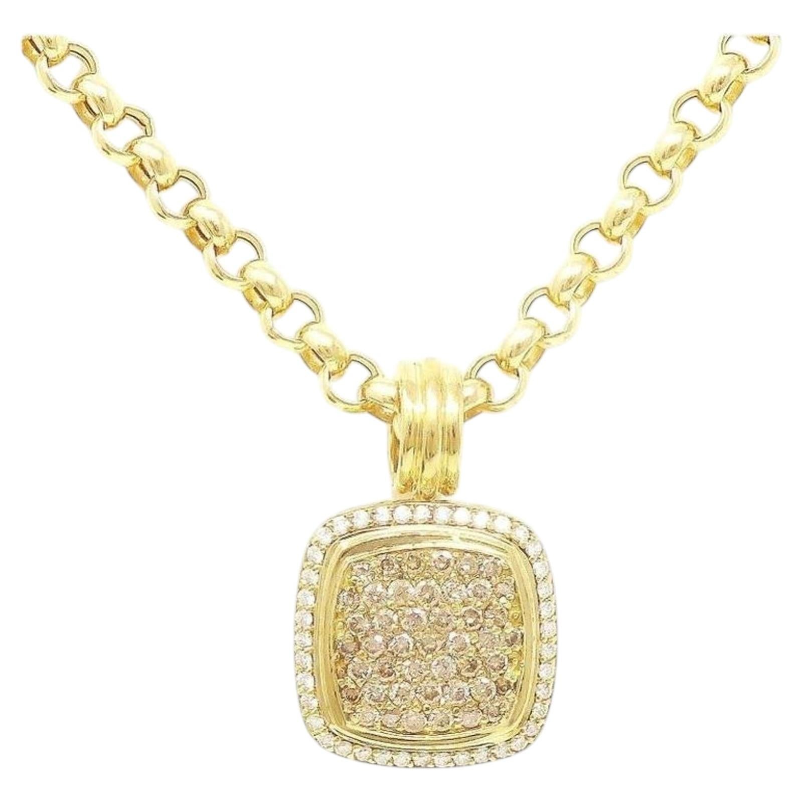Pre-owned David Yurman Diamond Pave Necklace 18k Yellow