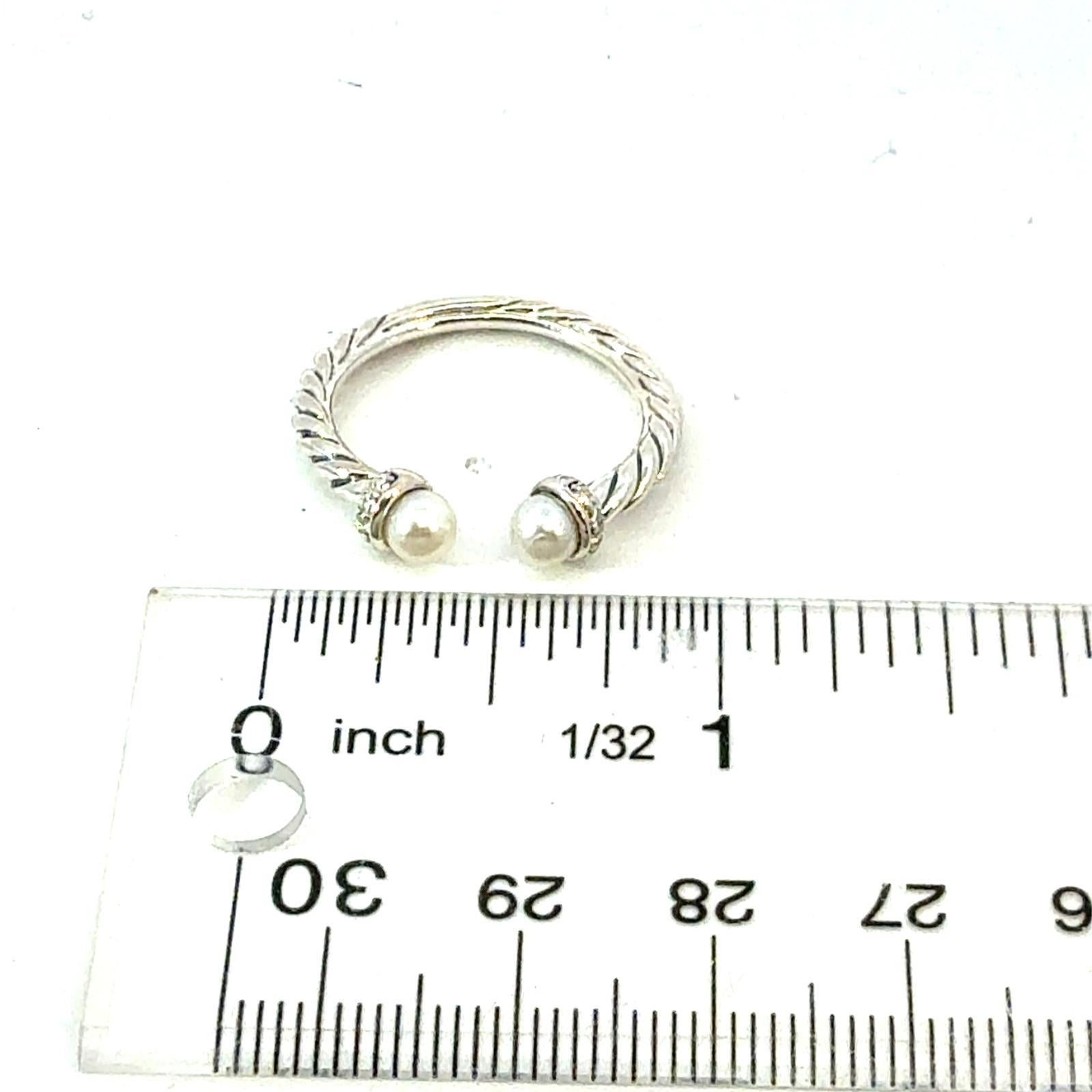 David Yurman Diamant-Perlenring Größe 8 Sterlingsilber-Nachlassring Damen im Angebot