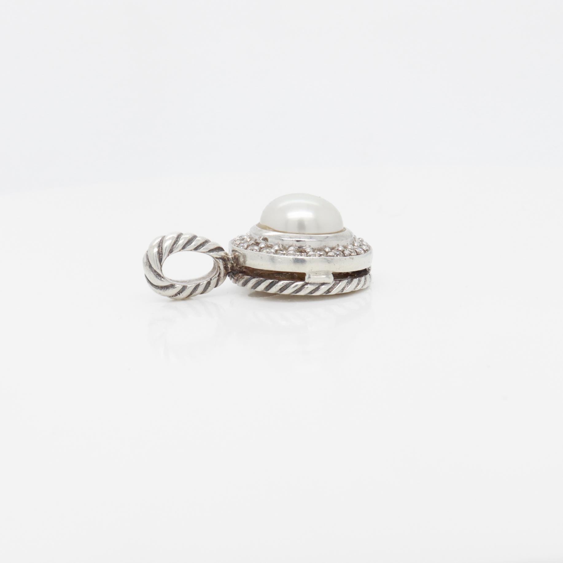 Women's or Men's David Yurman Diamond, Pearl & Silver Petite Cerise Pendant for a Necklace