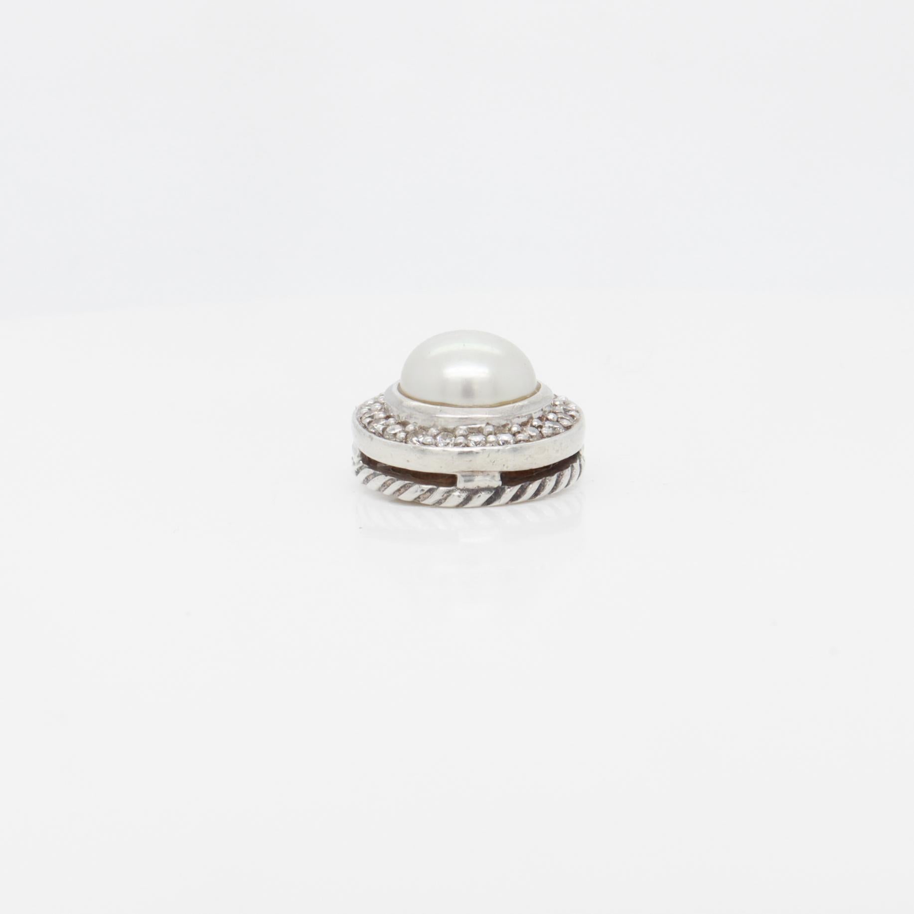 David Yurman Diamond, Pearl & Silver Petite Cerise Pendant for a Necklace 1