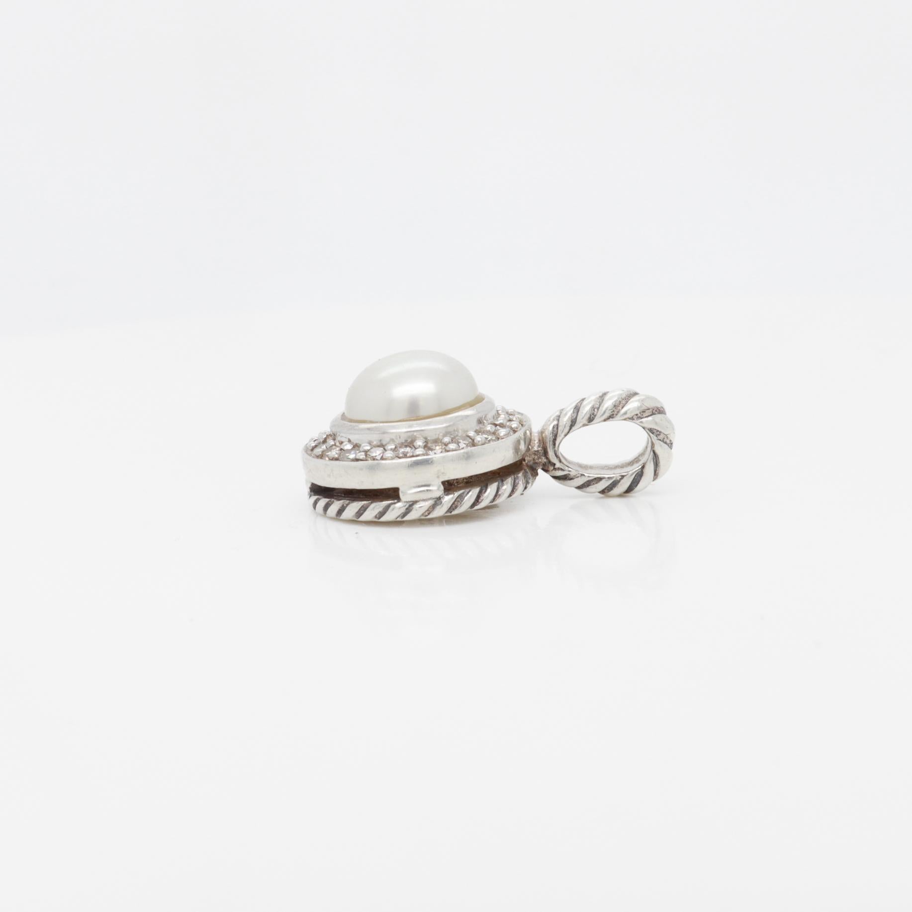 David Yurman Diamond, Pearl & Silver Petite Cerise Pendant for a Necklace 2