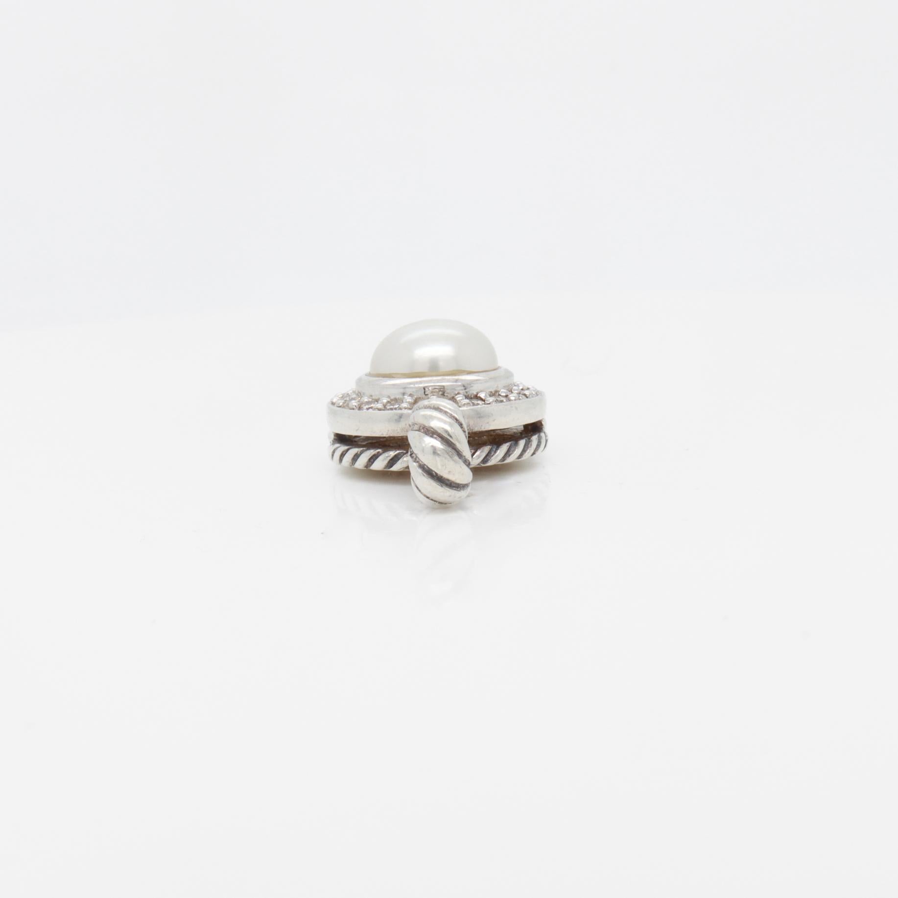 David Yurman Diamond, Pearl & Silver Petite Cerise Pendant for a Necklace 3