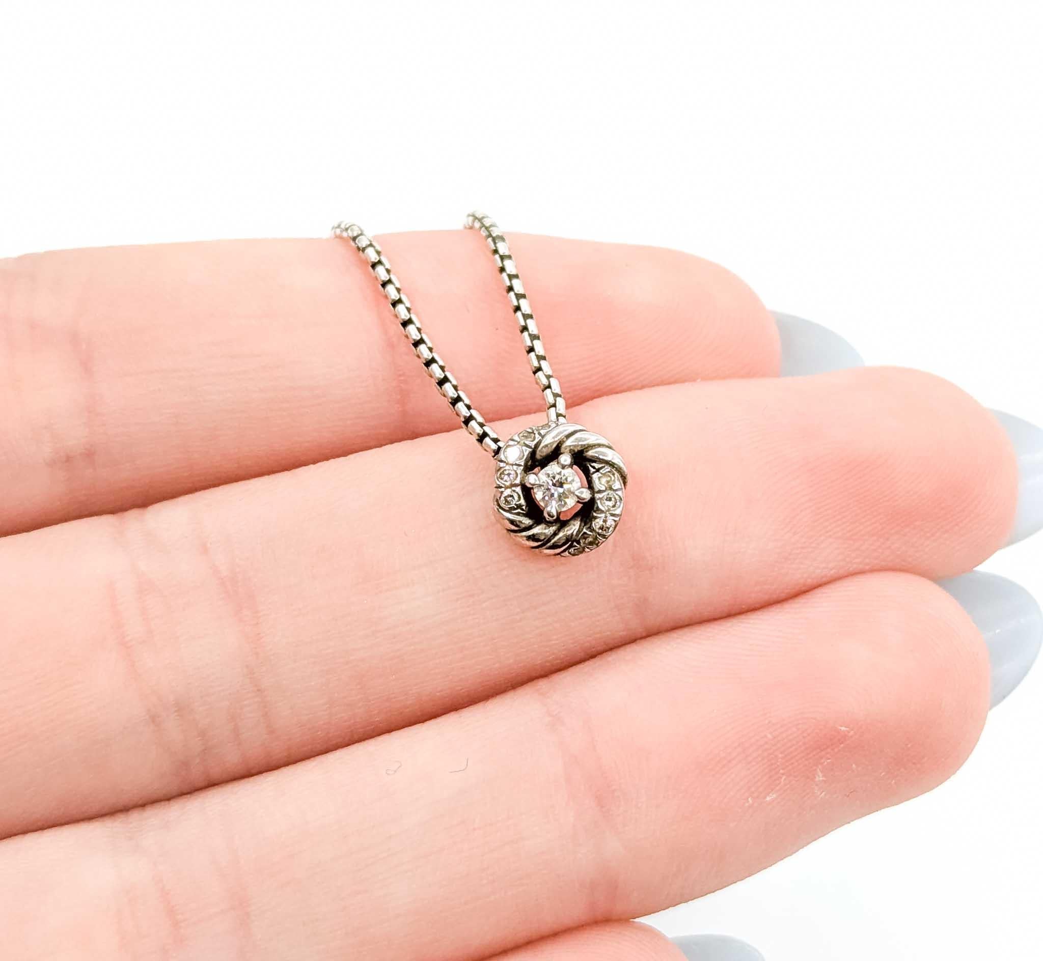 Taille ronde David Yurman - Collier à pendentif Petite Albion en argent avec diamants en vente