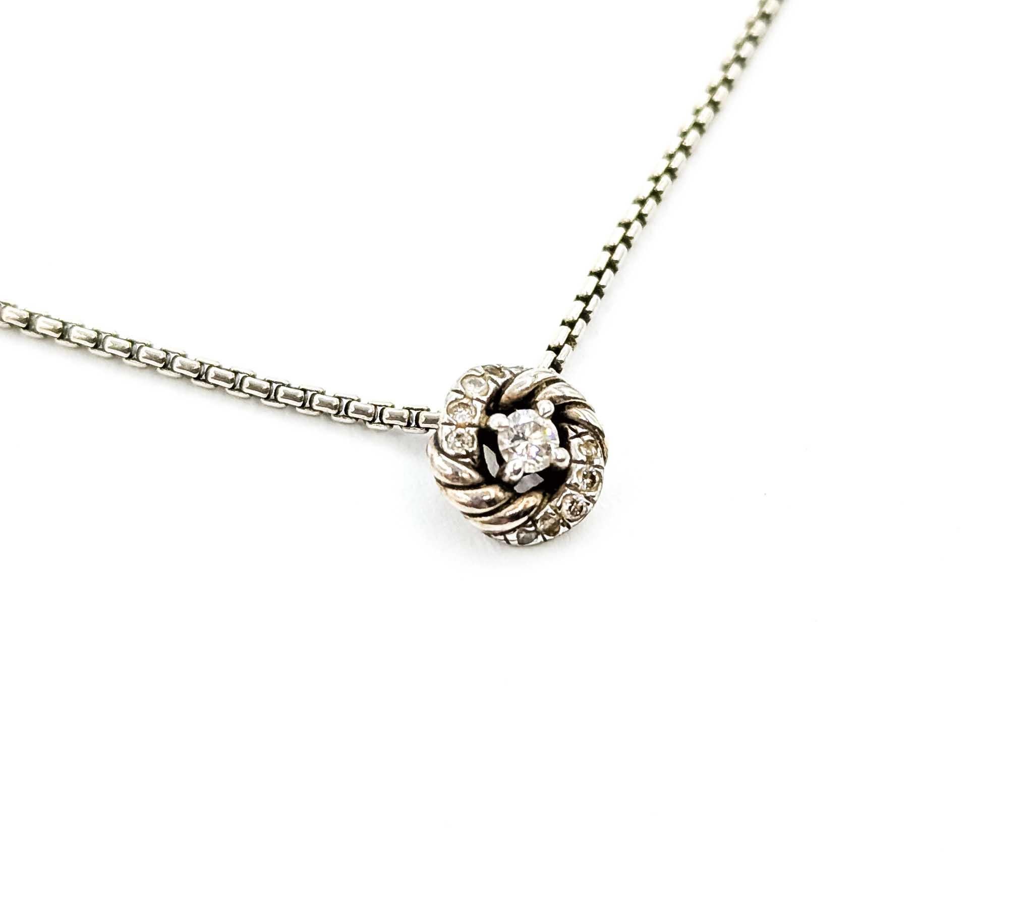 David Yurman - Collier à pendentif Petite Albion en argent avec diamants Excellent état - En vente à Bloomington, MN